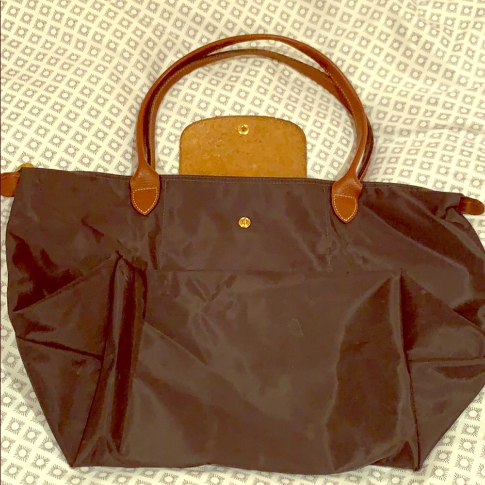 Longchamp Dark Gray and Tan tote